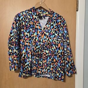Rafaella Multi color V-neck top Large
